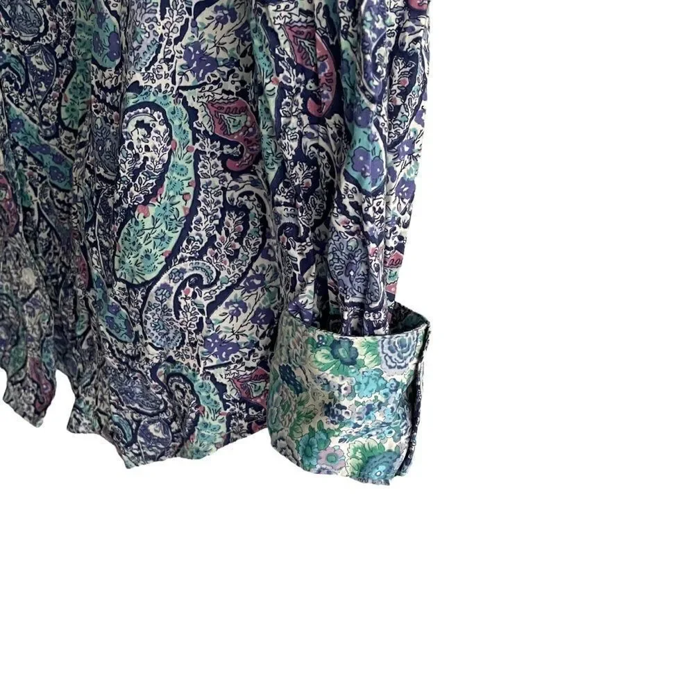 LIBERTY ART FABRICS Lord & Taylor Cotton Floral Print Button Front Shirt XS